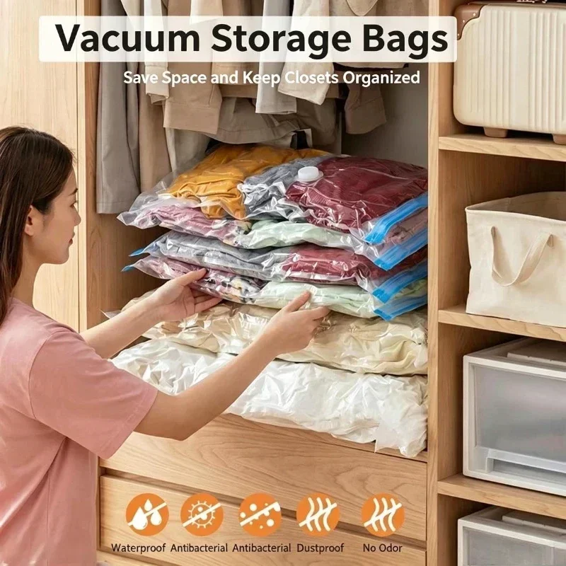 Compression Bag Vacuum - 1/3/5PCS Saco a Vácuo e Capa
