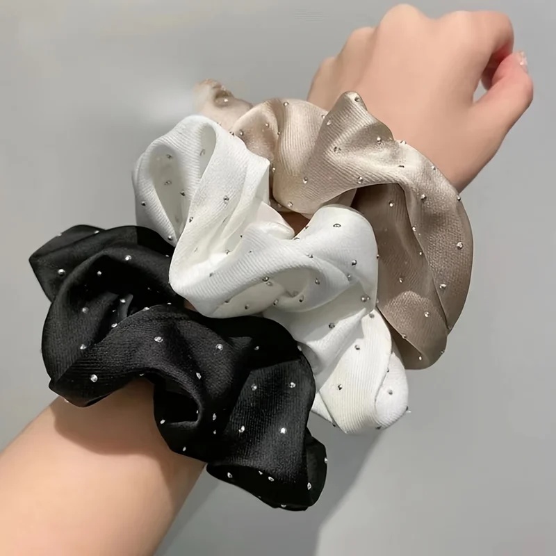 Travel Accessories For Elderly - 1/3PCS Scrunchies de cetim com decoração