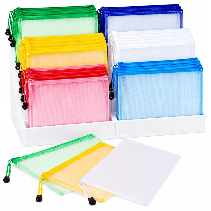 Document Organizer Folder - 5/20PCS Bolsas de malha com zíper