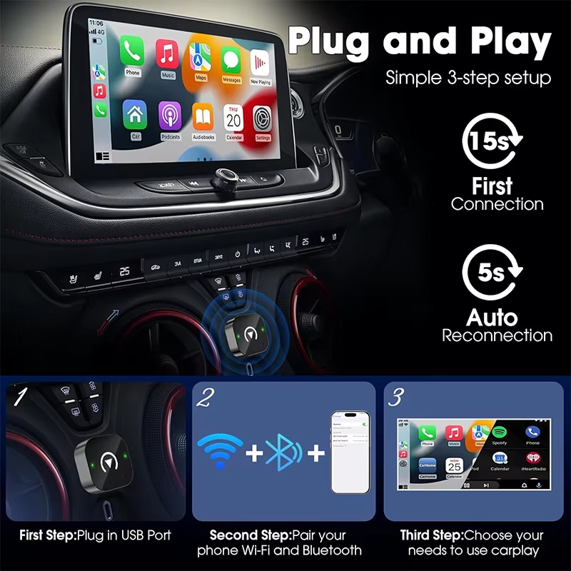 Adaptador CarPlay Sem Fio 2 em - Travel Plug Type C avaliação e preço