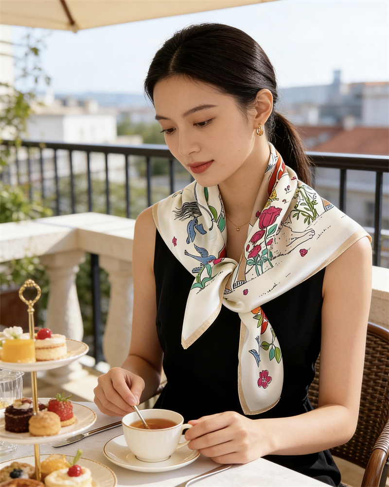 Lenço de Seda Feminino com Est - Travel Hair Accessories avaliação e preço